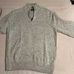 Chaps Gray Zip Up Sweater Classic Knit‎